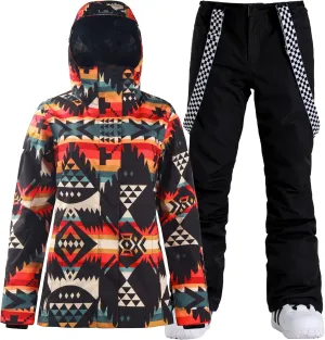 GSOU SNOW Women's Ski Jacket and Pants Waterproof Windproof Snowsuit Snowboarding Coat Insulated Warm Winter