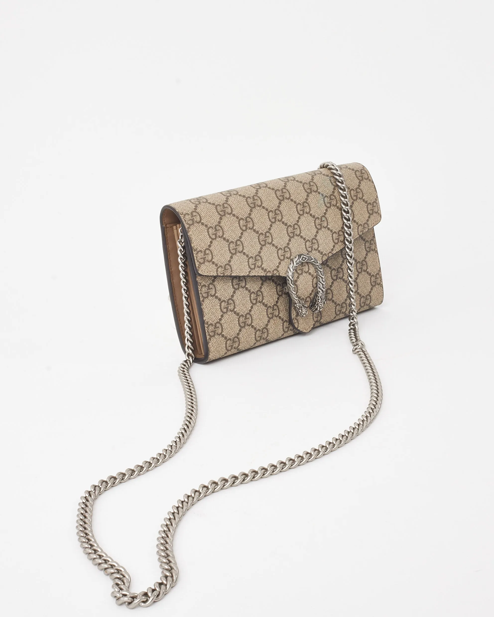 Gucci Beige & Ebony Monogram GG Supreme Canvas Dionysus WOC Crossbody Bag