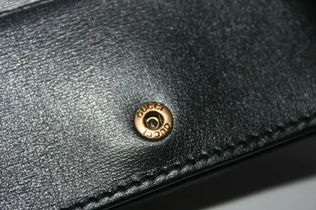 Gucci GG Marmont Web Quilted Card Case Wallet in Black
