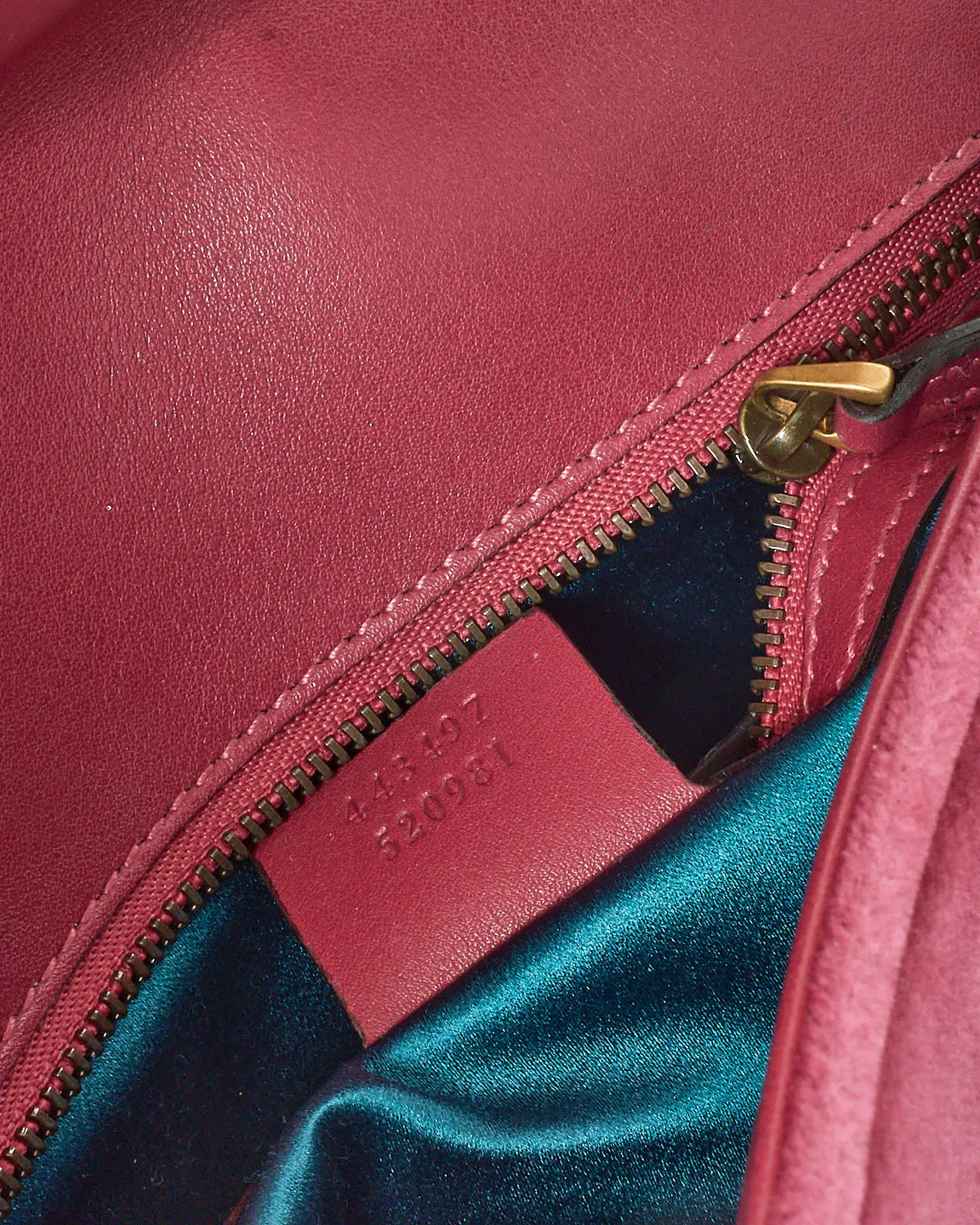 Gucci Pink Matelassé Velvet Small GG Marmont Shoulder Bag