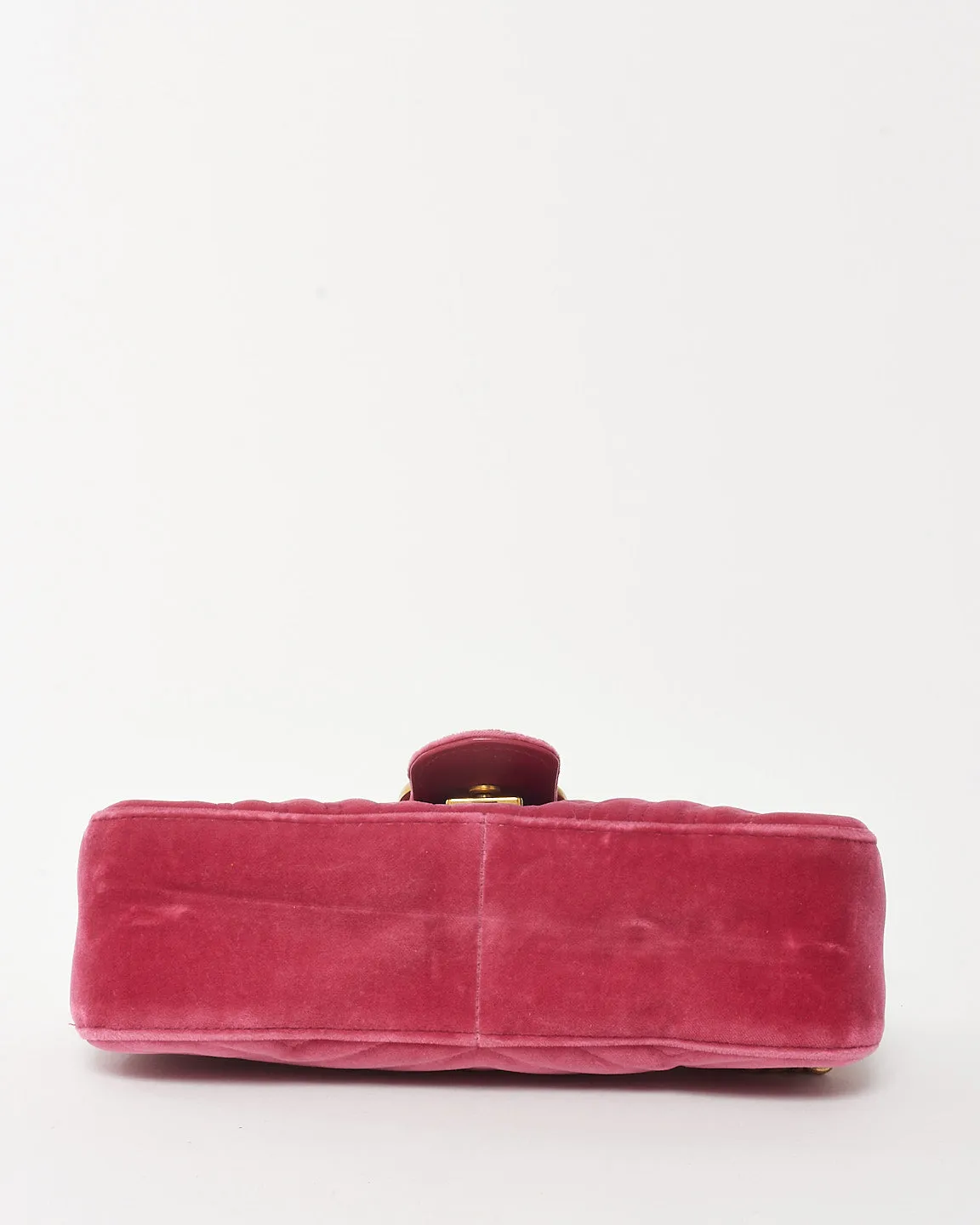 Gucci Pink Matelassé Velvet Small GG Marmont Shoulder Bag
