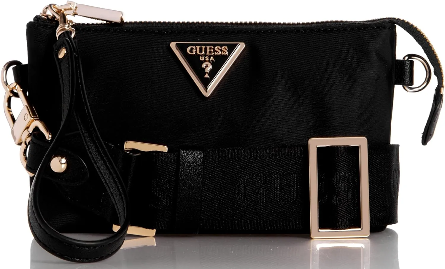 GUESS Latona Mini Triple Compartment Top Zip, Black