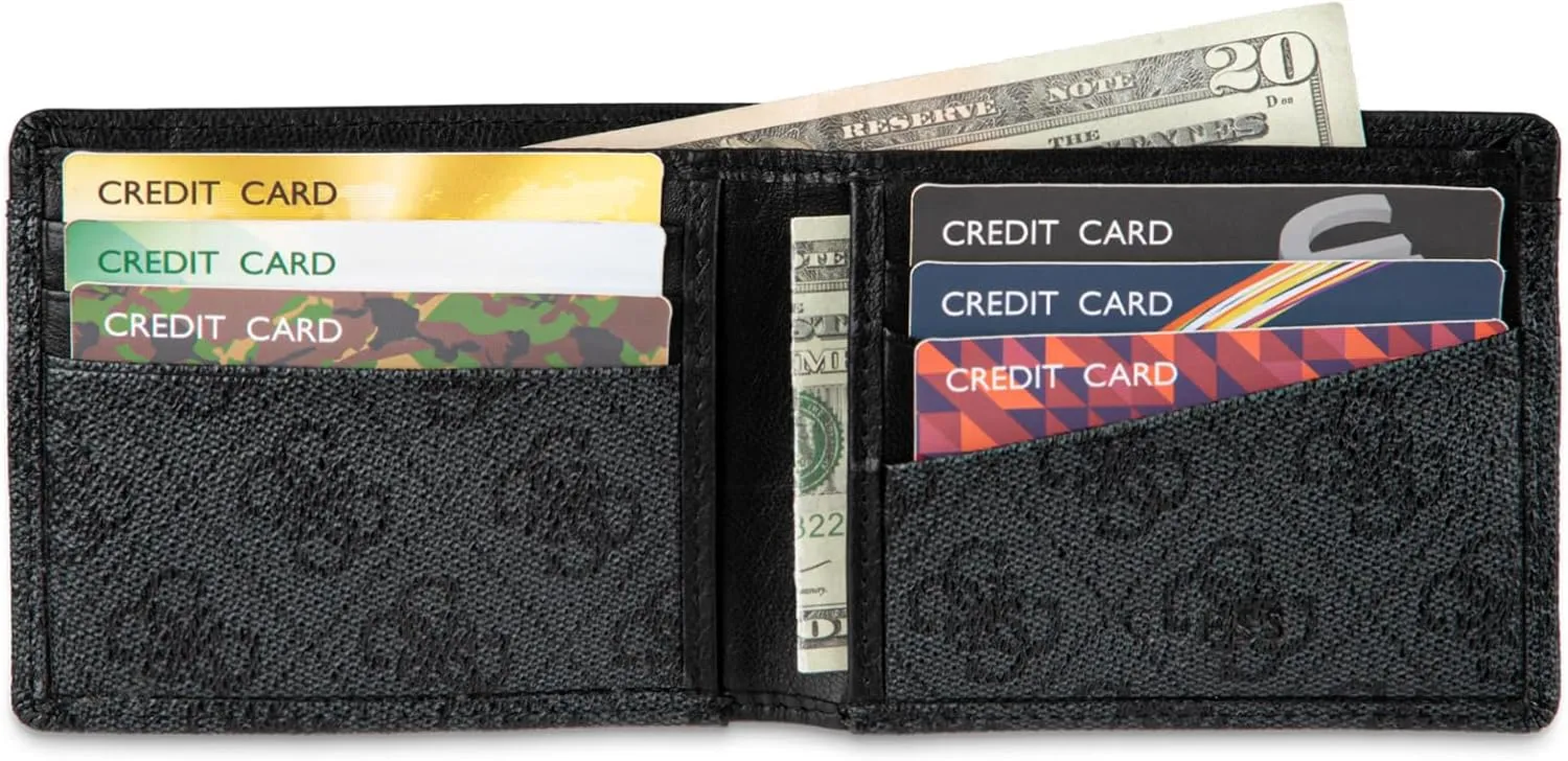 Guess Men's Classic Bifold Wallet with Card Slots, Bill Compartment and Id Window