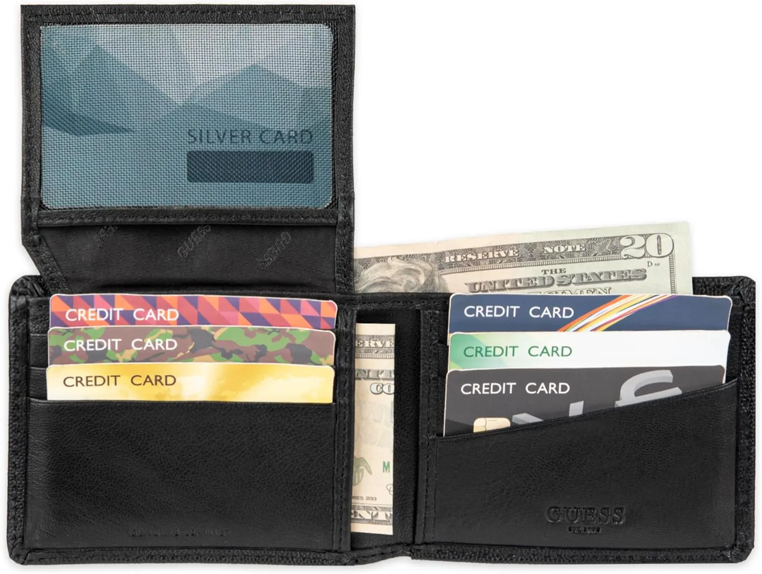 Guess Men's Classic Bifold Wallet with Card Slots, Bill Compartment and Id Window