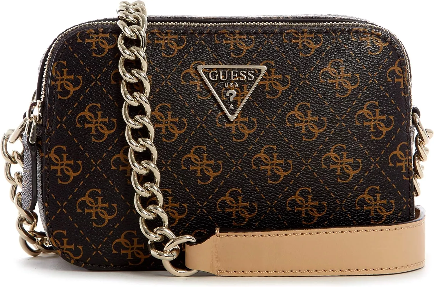GUESS womens Noelle Crossbody Camera, Brown Logo, One Size US