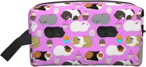 Guinea Pigs and Cupcakes Print Large Capacity Cosmetic Organizer for Women and Men Portable Travel Makeup Pouch