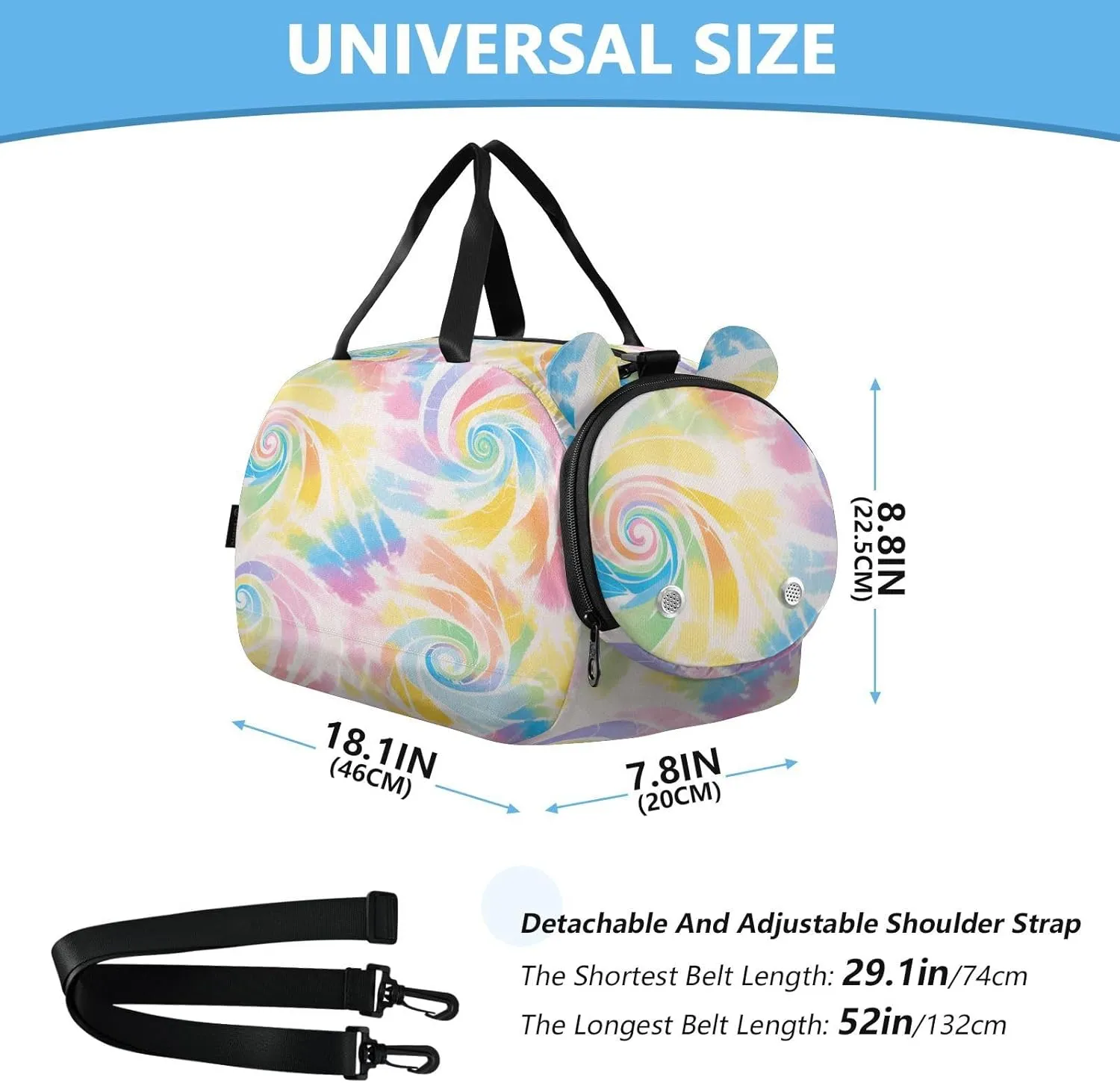 GuoChe Black Crossbody Bag with Shoes Compartment Practical Over Shoulder Purse for Go shopping