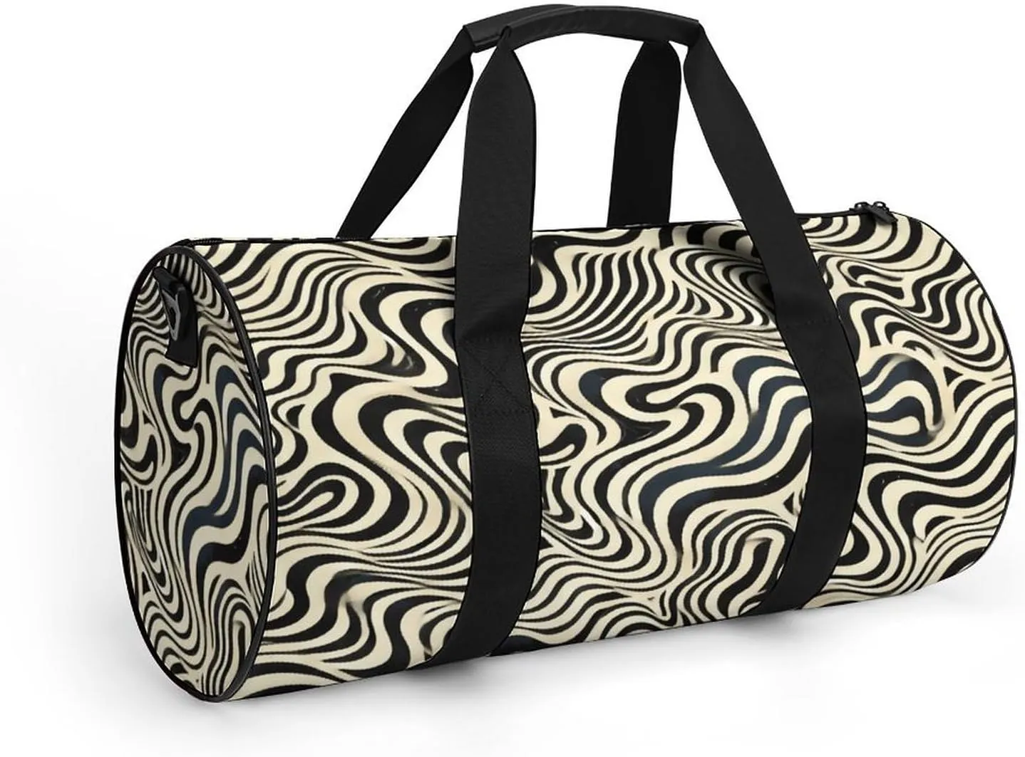 Gym Bag for Men Women Lightweight Sports Duffle Bag with Multiple Compartments Cylindrical Gym Bag for Fitness Travel And Outdoor Activities Ater Resistant Yoga Bag Training Bag Wavy Illusions