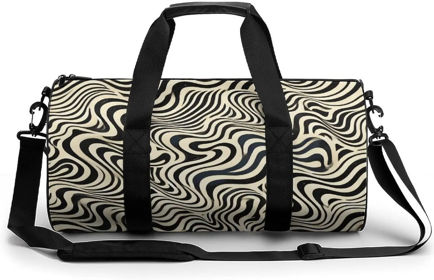 Gym Bag for Men Women Lightweight Sports Duffle Bag with Multiple Compartments Cylindrical Gym Bag for Fitness Travel And Outdoor Activities Ater Resistant Yoga Bag Training Bag Wavy Illusions