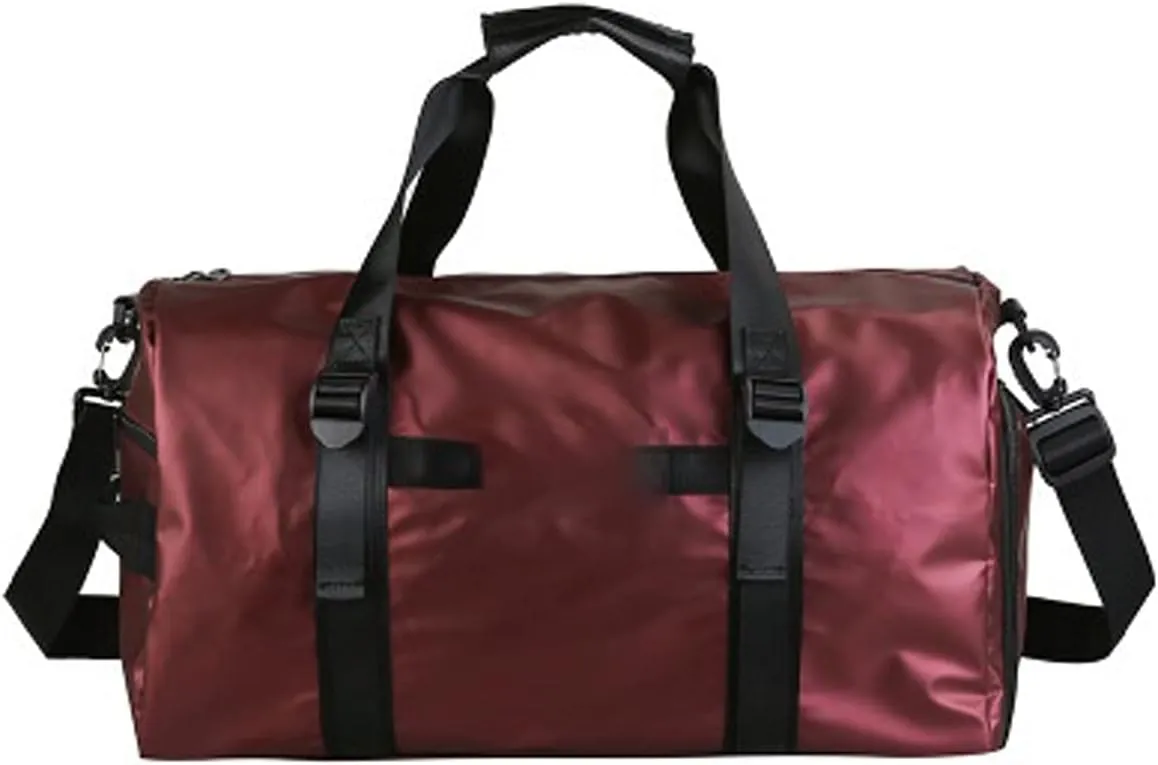 Gym Sport Men Waterproof Oxford Handbag Big Travel Luggage Duffel For Women Sports Bag With Shoe Compartment (Red)