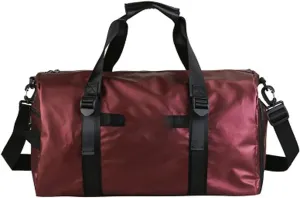 Gym Sport Men Waterproof Oxford Handbag Big Travel Luggage Duffel For Women Sports Bag With Shoe Compartment (Red)