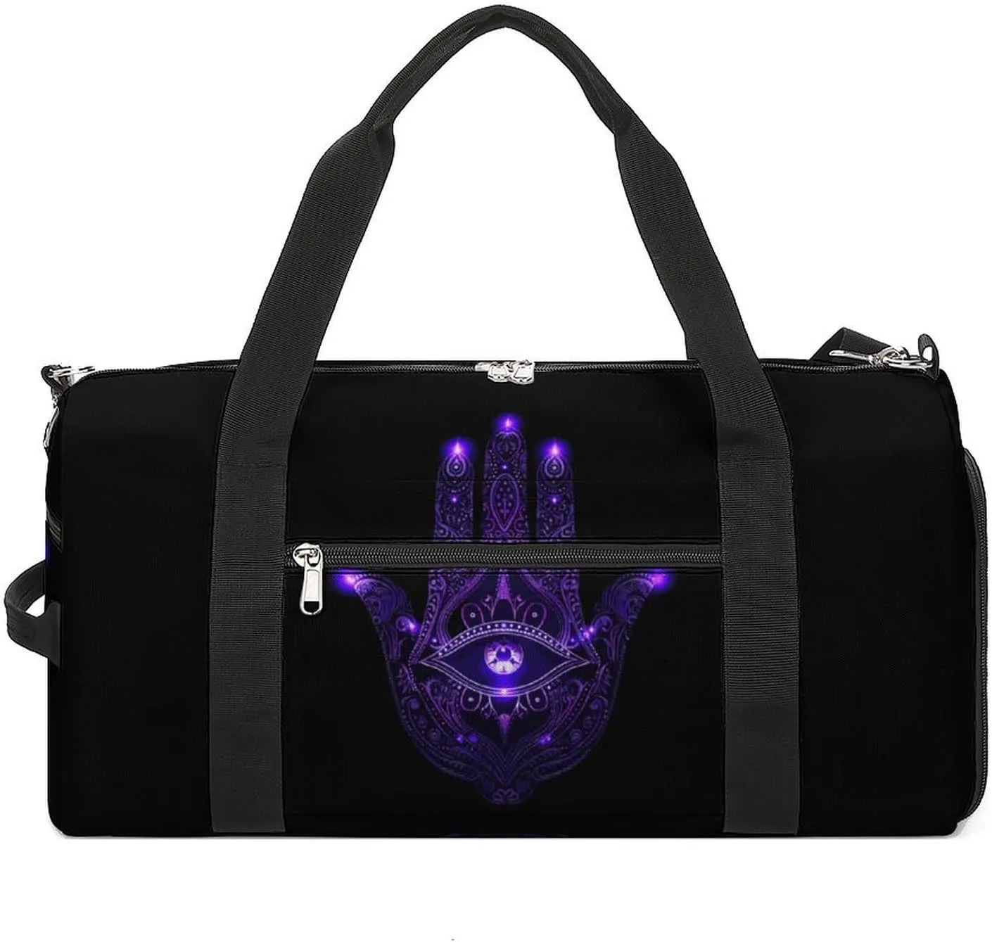Hamsa Hand Reactive Evil Eye Sports Gym Bag for Men Women Travel Duffel Bag with Shoulder Strap