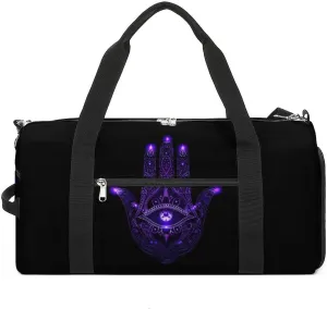 Hamsa Hand Reactive Evil Eye Sports Gym Bag for Men Women Travel Duffel Bag with Shoulder Strap