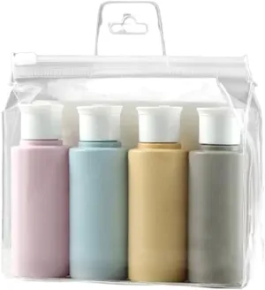 Hand Soap Dispenser Portable Empty Bottles Leak Proof Free Silicone Reusable Silicone Refillable Container Cosmetic Travel Size Toiletry Containers for Shampoo Lotion Soap (4 Pcs) Soap Dispensor
