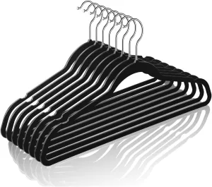 Hangers 50 Pack,Ultra-Thin Plastic Clothes Hangers (17.7 Inch) - Space-Saving Slim Hangers with Non-Slip Grooves for Wardrobe, Closet & Dorm Organization(Black)