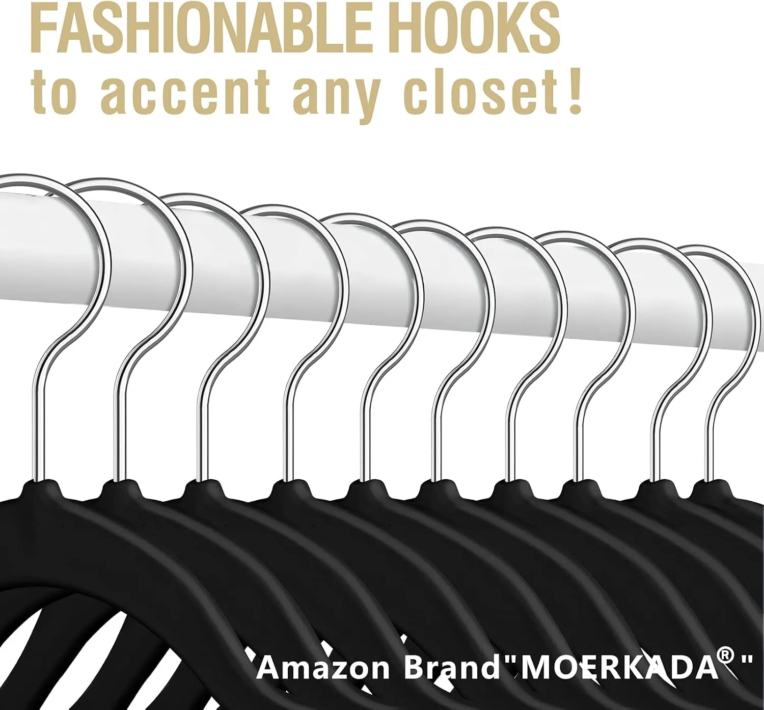 Hangers 50 Pack,Ultra-Thin Plastic Clothes Hangers (17.7 Inch) - Space-Saving Slim Hangers with Non-Slip Grooves for Wardrobe, Closet & Dorm Organization(Black)