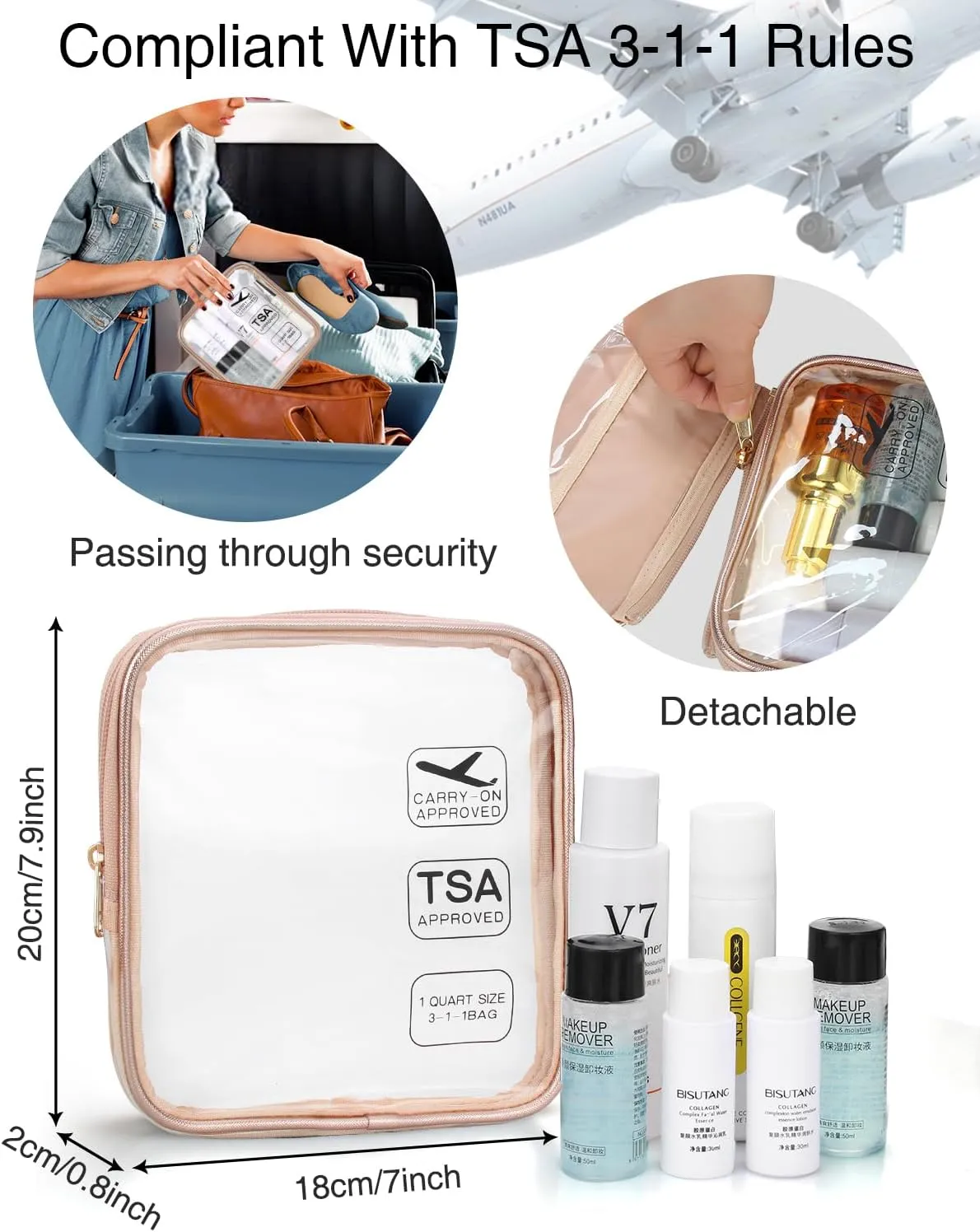 Hanging Toiletry Bag for Women with Tsa Approved Toiletry Bag, Travel Foldable Toiletries Bag, Roll up Cosmetics Jewelry Toiletry Bag, Water Resistant Makeup Organizer