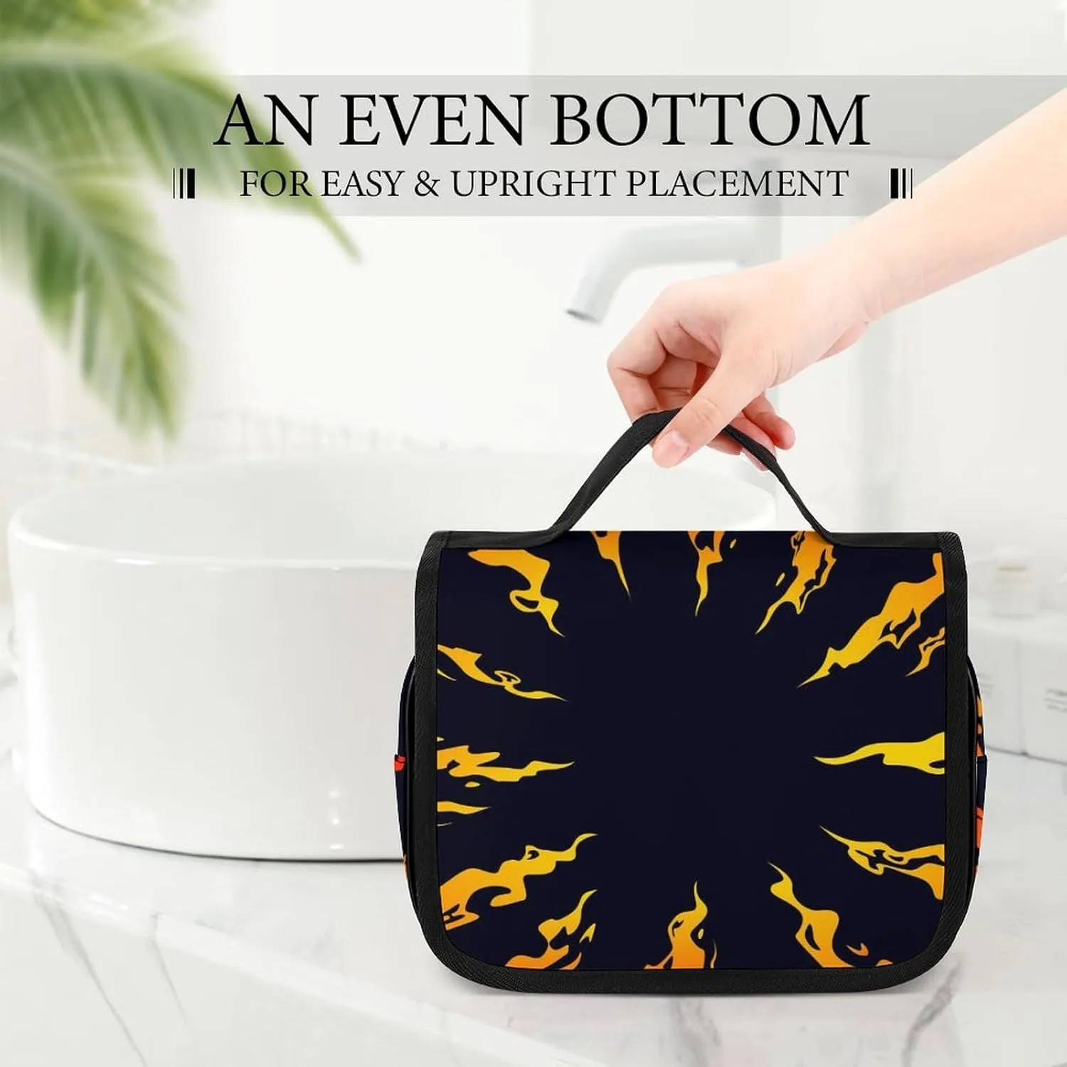 Hanging Toiletry Bag Large Capacity Hanging Wash Bag, Fire Flame Waterproof Travel Cosmetic Bag, Portable Makeup Bag Organizer for Women Men