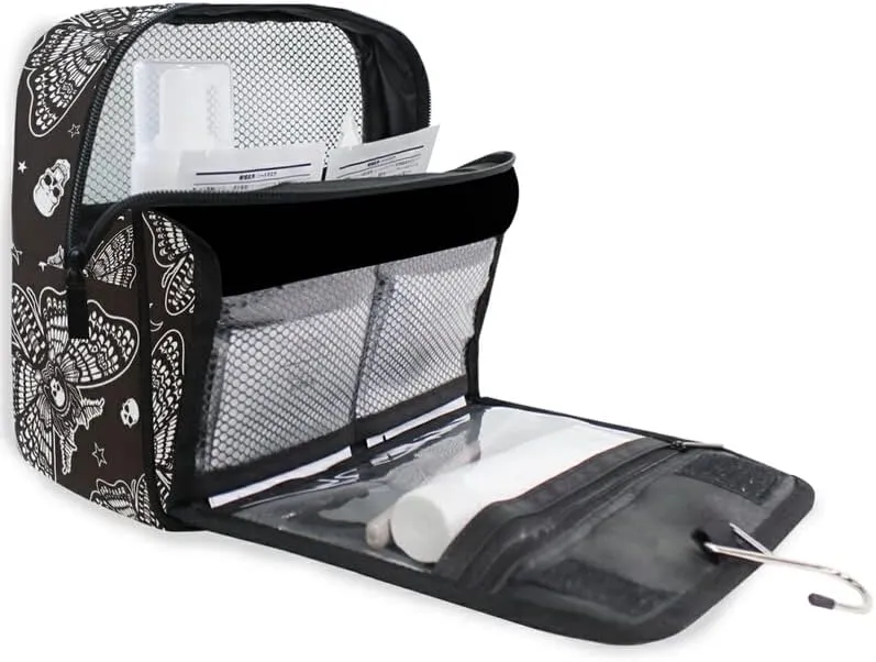Hanging Toiletry Bag Moth Skull Moon Esoteric Makeup Travel bag for Toiletries Portable Toiletry Organizer Bags Clear Toiletry Cosmetic Kit