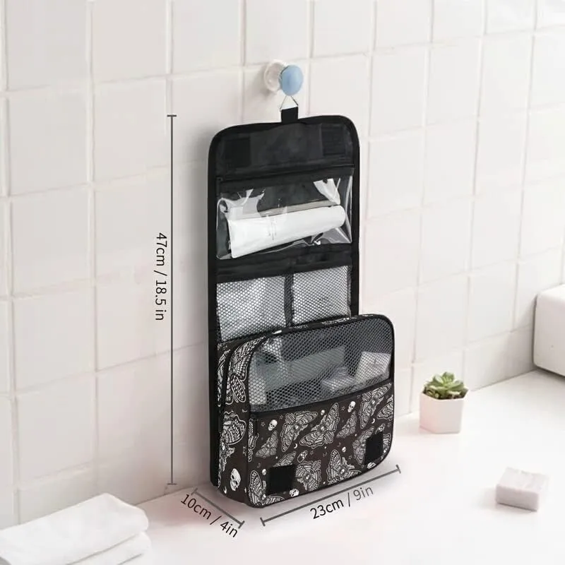 Hanging Toiletry Bag Moth Skull Moon Esoteric Makeup Travel bag for Toiletries Portable Toiletry Organizer Bags Clear Toiletry Cosmetic Kit