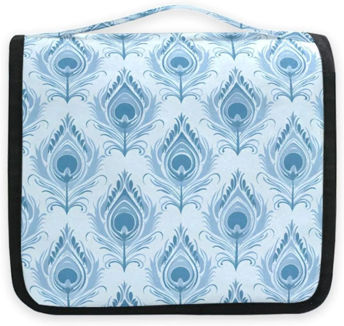 Hanging Toiletry Bag Peacock Feathers Travel Makeup bag for Toiletries Portable Travel Toiletry Organizer Cosmetic Bags with Hanging Hook