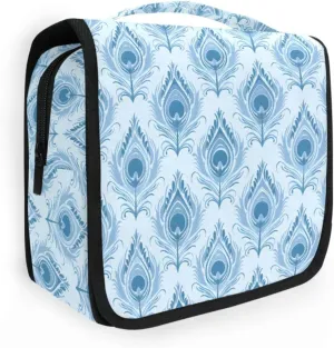 Hanging Toiletry Bag Peacock Feathers Travel Makeup bag for Toiletries Portable Travel Toiletry Organizer Cosmetic Bags with Hanging Hook