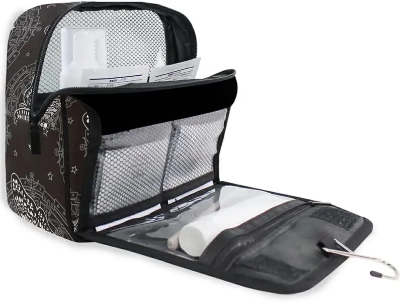 Hanging Toiletry Bag Skull Butterfly Black Makeup Bag Portable Travel bag for Toiletries Organizer Bags for Women Men, Travel-Essentials Bag