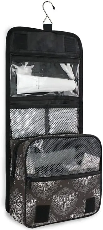 Hanging Toiletry Bag Skull Butterfly Black Makeup Bag Portable Travel bag for Toiletries Organizer Bags for Women Men, Travel-Essentials Bag