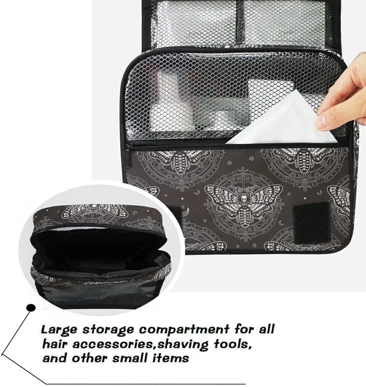 Hanging Toiletry Bag Skull Butterfly Black Makeup Bag Portable Travel bag for Toiletries Organizer Bags for Women Men, Travel-Essentials Bag
