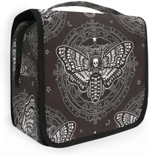 Hanging Toiletry Bag Skull Butterfly Black Makeup Bag Portable Travel bag for Toiletries Organizer Bags for Women Men, Travel-Essentials Bag