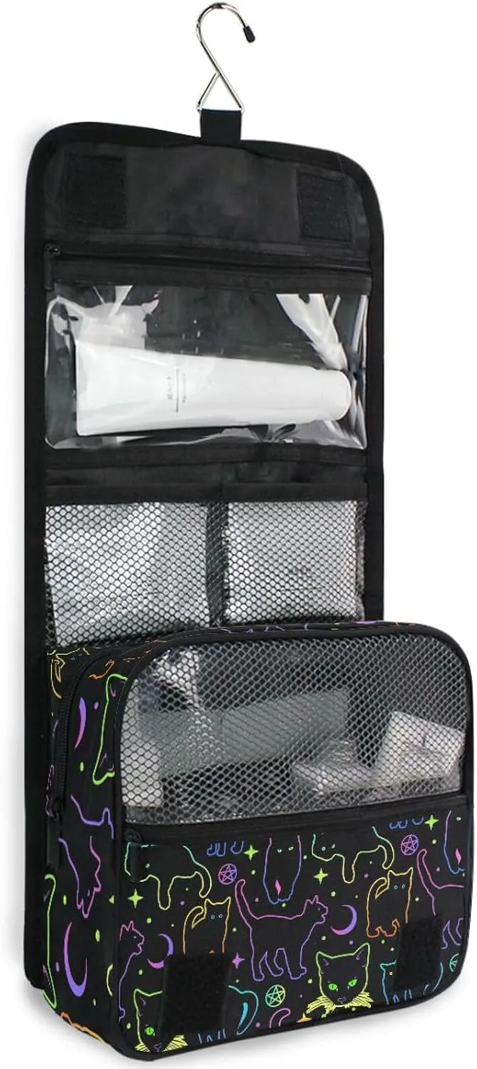 Hanging Toiletry Bag Witchcraft Black Cats Makeup Bag Travel bag for Toiletries Portable Toiletry Organizer Bags Toiletry Bag for Women Men, Travel-Essentials Toiletry Bag
