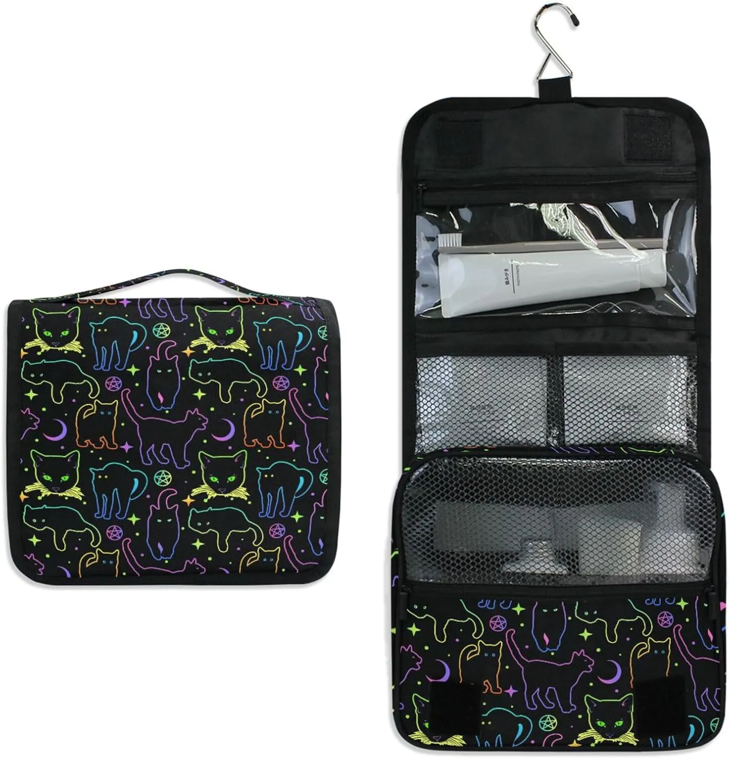 Hanging Toiletry Bag Witchcraft Black Cats Makeup Bag Travel bag for Toiletries Portable Toiletry Organizer Bags Toiletry Bag for Women Men, Travel-Essentials Toiletry Bag