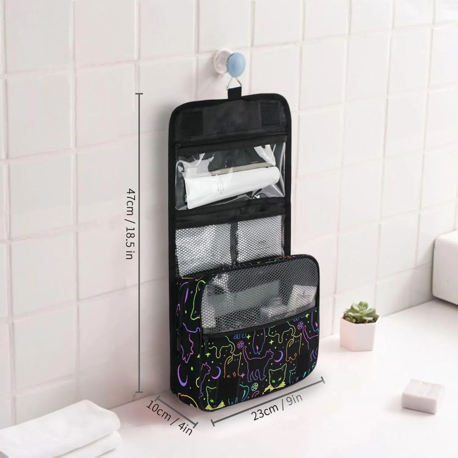 Hanging Toiletry Bag Witchcraft Black Cats Makeup Bag Travel bag for Toiletries Portable Toiletry Organizer Bags Toiletry Bag for Women Men, Travel-Essentials Toiletry Bag