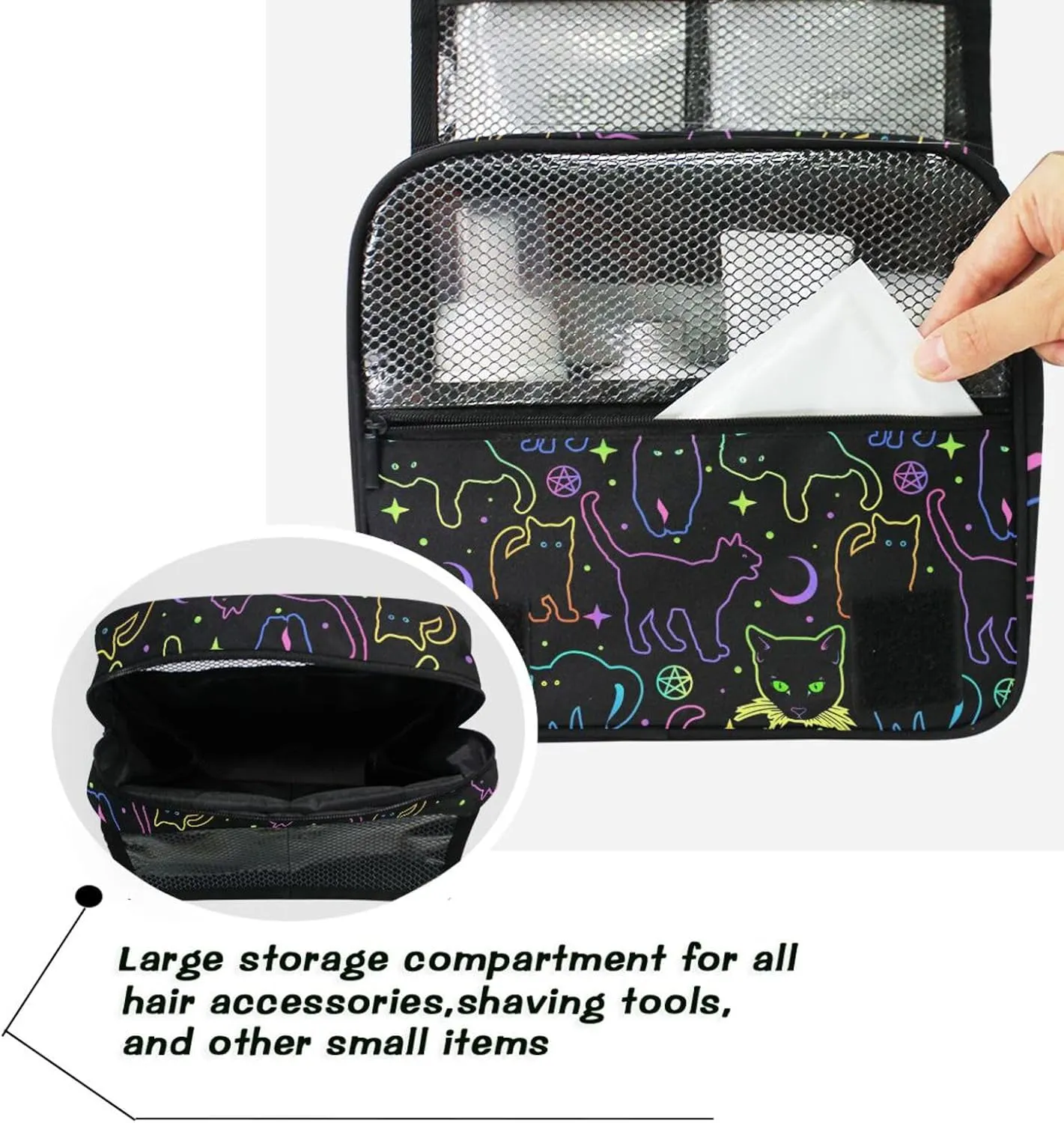 Hanging Toiletry Bag Witchcraft Black Cats Makeup Bag Travel bag for Toiletries Portable Toiletry Organizer Bags Toiletry Bag for Women Men, Travel-Essentials Toiletry Bag
