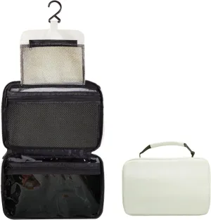 hanging travel toiletry bag with Hanging Hook,Water-resistant Makeup Cosmetic Bag Travel Organizer for Accessories,Portable Toiletry Travel Organizer Bag (White, Medium)