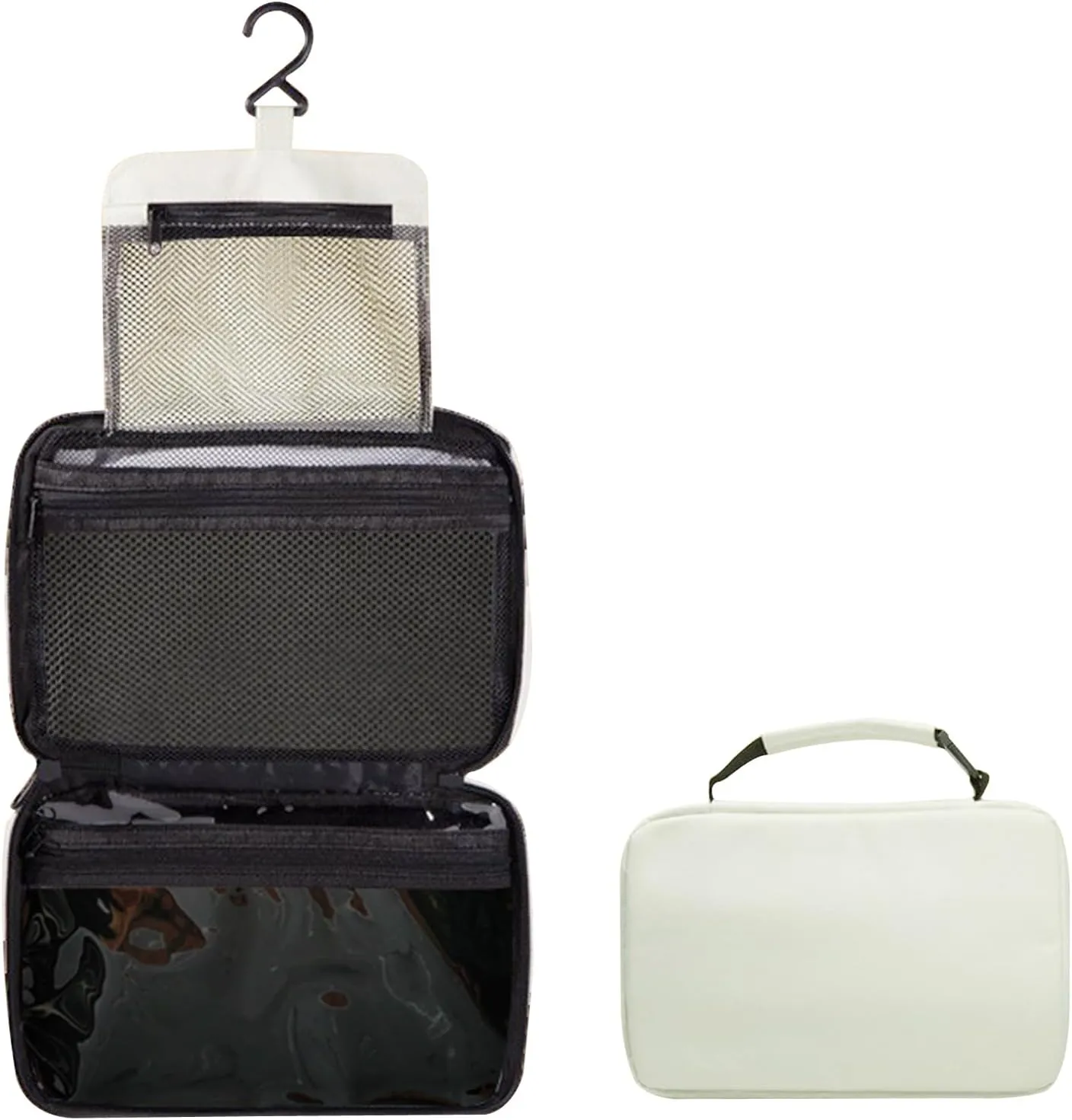 hanging travel toiletry bag with Hanging Hook,Water-resistant Makeup Cosmetic Bag Travel Organizer for Accessories,Portable Toiletry Travel Organizer Bag (White, Medium)
