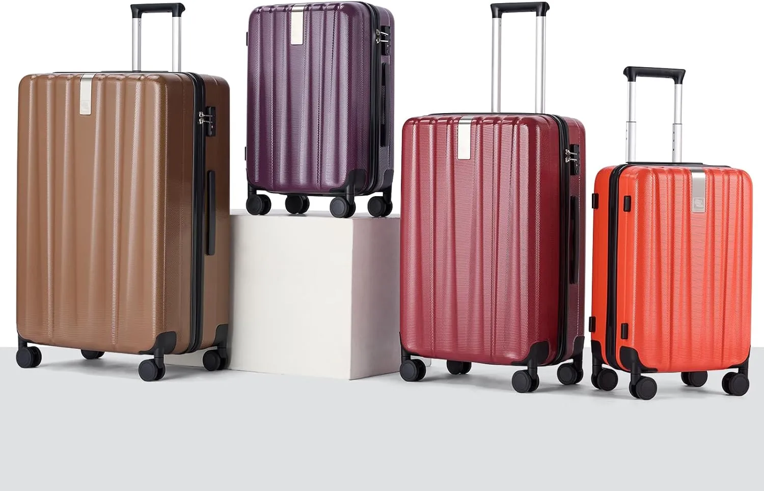 Hanke 29 Inch Luggage Suitcases With Spinner Wheels Lightweight PC hardside Rolling Suitcase With Travel Lock, Checked-Large 29-Inch Christmas Gifts for Birthday （Brown）
