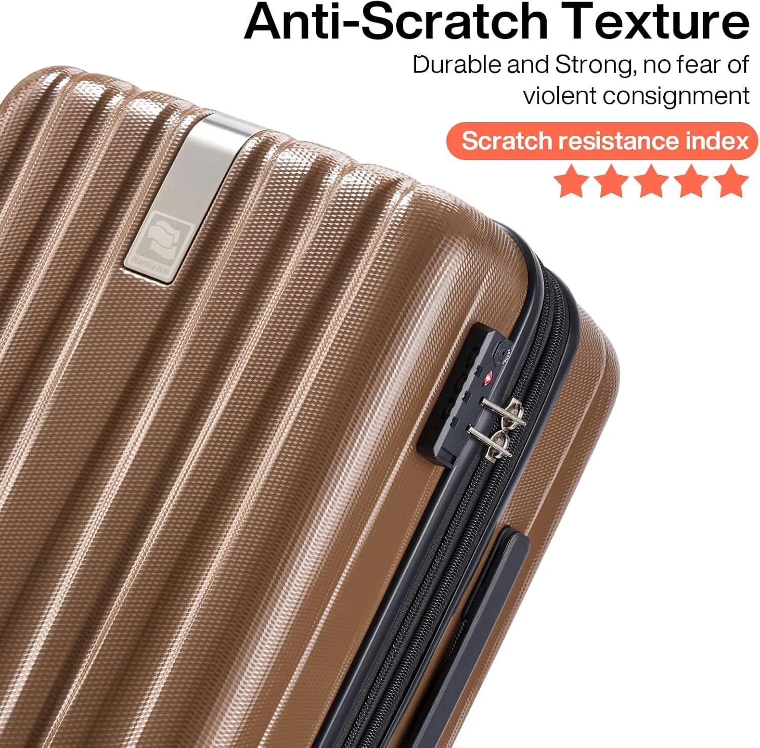 Hanke 29 Inch Luggage Suitcases With Spinner Wheels Lightweight PC hardside Rolling Suitcase With Travel Lock, Checked-Large 29-Inch Christmas Gifts for Birthday （Brown）