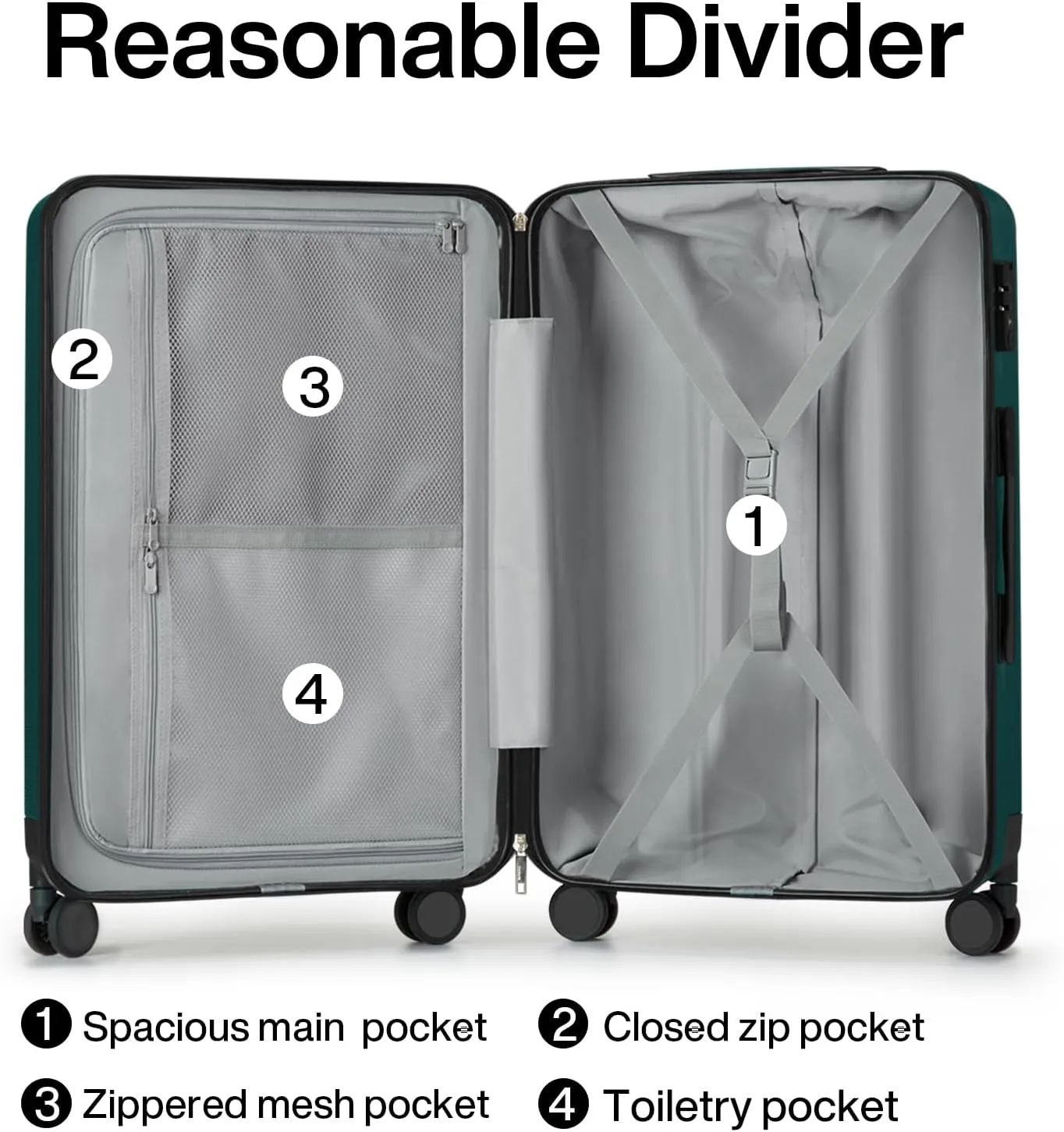 Hanke Luggage Sets 2 piece Carry On Luggage with Wheels PC Hard Shell Suitcases Lightweight Travel Luggage Travel Suitcase Woman Men 20/29 Inch (Blackish Green)