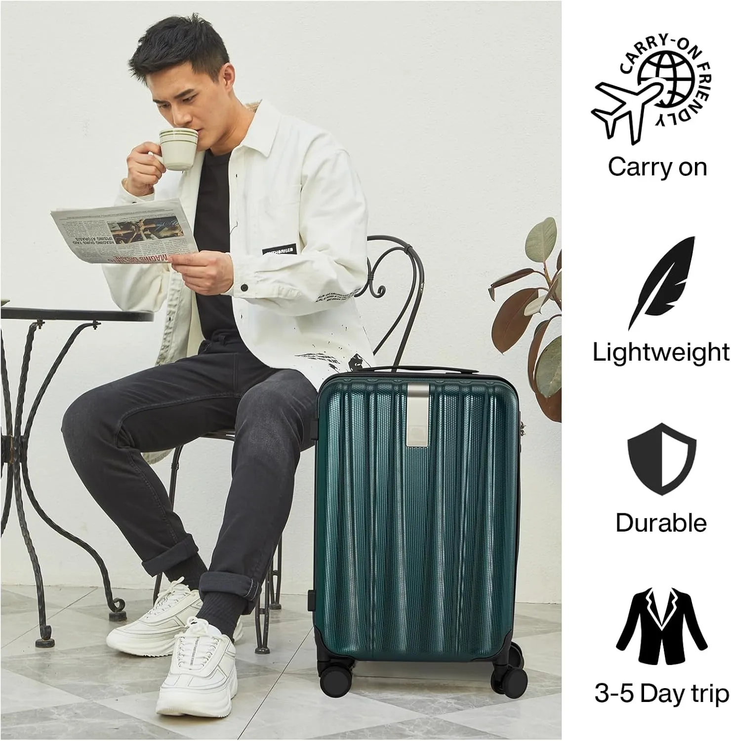 Hanke Luggage Sets 2 piece Carry On Luggage with Wheels PC Hard Shell Suitcases Lightweight Travel Luggage Travel Suitcase Woman Men 20/29 Inch (Blackish Green)