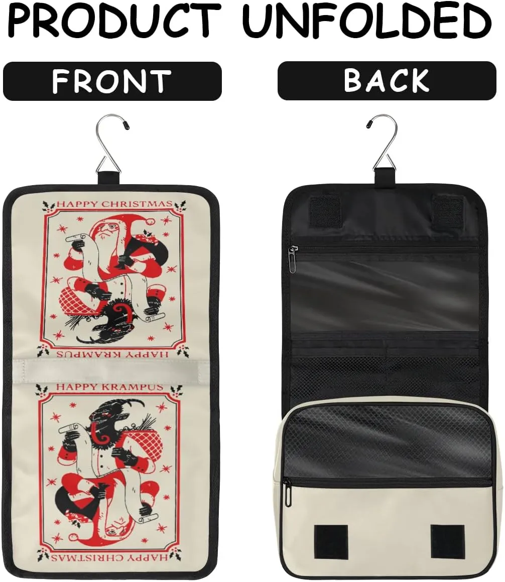 HAPPY KRAMPUS Kids Toiletry Travel Bag, Hanging Makeup Bag, Waterproof Boys Shaving Bag Makeup Kit Travel Cosmetic Bag Boys for Kids Adult Travel Essential