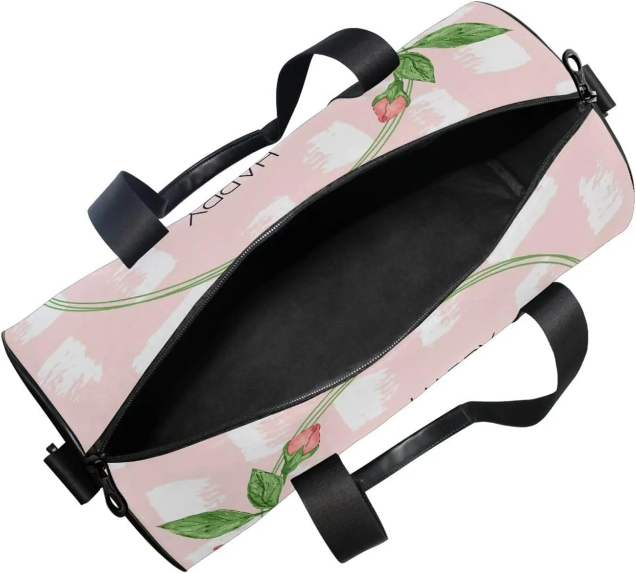 Happy Mother's Day Ink Watercolor Roses with White Stains on Pink Portable Gym Bag, Travel Bag, Luggage bag, Sports Bag, Toiletry Bag with Handles, Detachable Shoulder Strap 17.6 x 9 x 9 inch