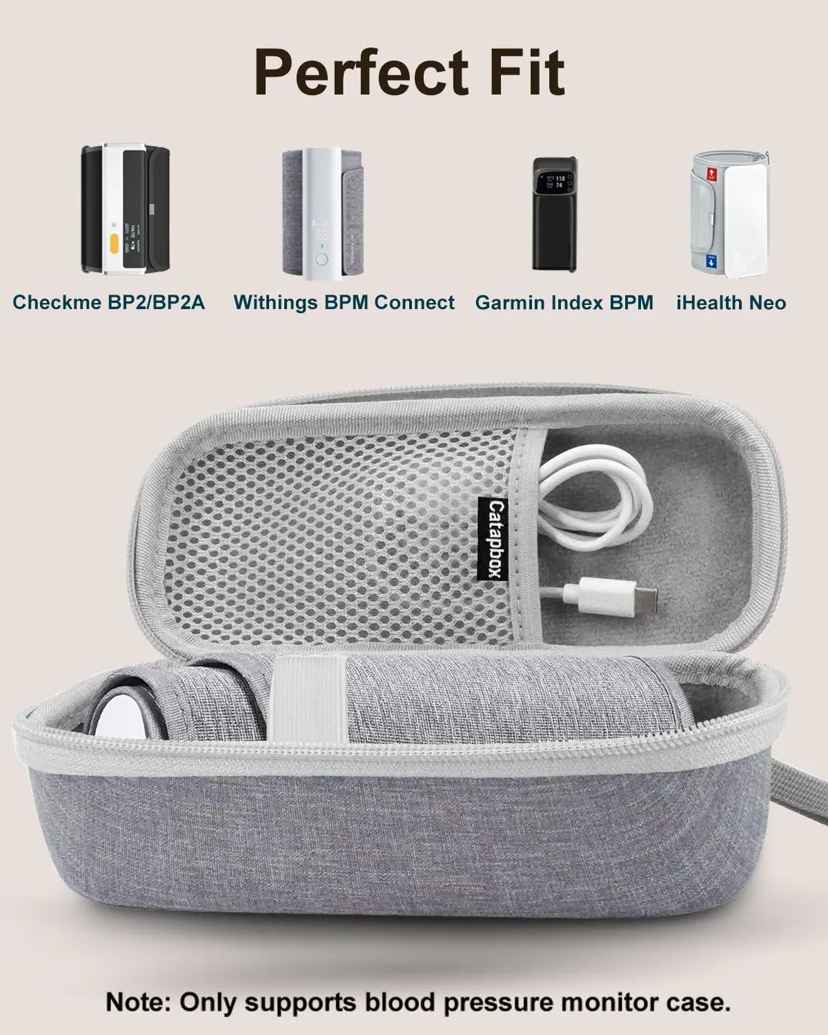 Hard Carrying Case for Withings BPM Connect Blood Pressure Monitor, Travel Storage Case for Withings BPM Connect BP Monitor, Case Only (Grey)