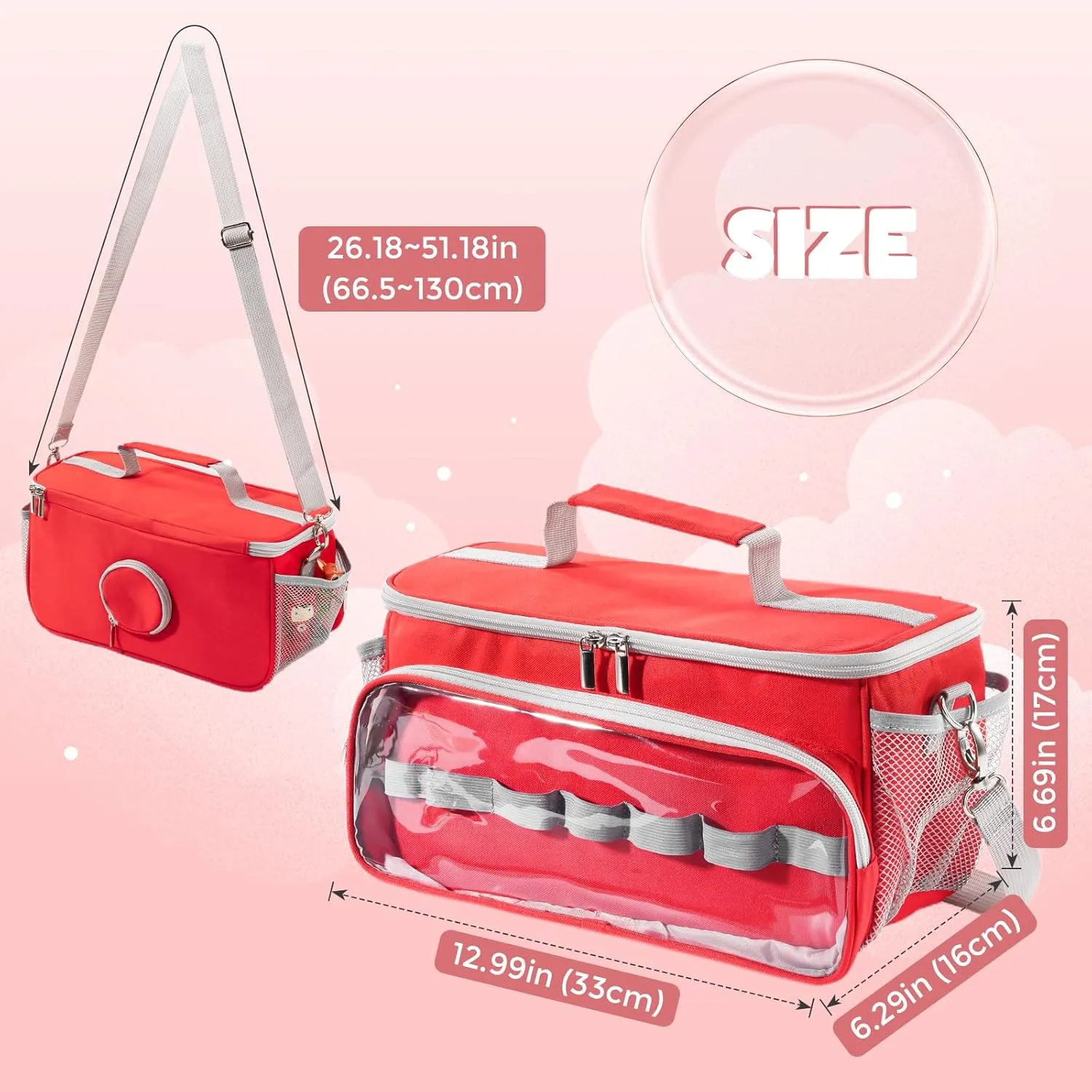 Hautton Carrying Case for Toniebox Starter Set, Portable Travel Carrying Bag for Tonies Audio Player, Tonies Figures, Headphone and Charging Station with Shoulder Strap and Handle -Red