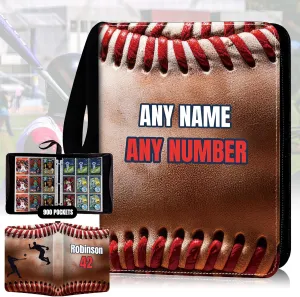 HDSD Custom Baseball Card Binders Up to 900 Pockets - Sports Trading Cards Holder with 50 Sleeves - Personalize Your Name Number Text for Baseball Collectors Boys Girls Gift