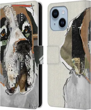 Head Case Designs Officially Licensed Michel Keck Saint Bernard Dogs 2 Leather Book Wallet Case Cover Compatible with Apple iPhone 14 Plus