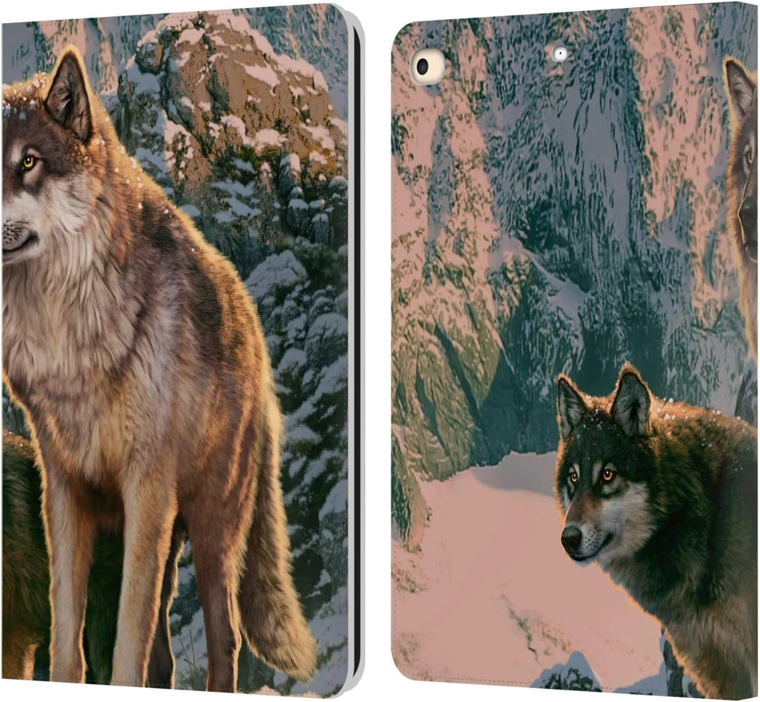 Head Case Designs Officially Licensed Vincent HIE Wolf Couple Canidae Leather Book Wallet Case Cover Compatible with Apple iPad 9.7 2017 / iPad 9.7 2018