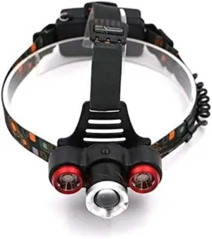 Head Torch,LED Glare Three-Headed lamp 30W Focus Outdoor Photo Illumination Remote Fishing high Power Headlights, Camping, Hiking, Running, Outdoor