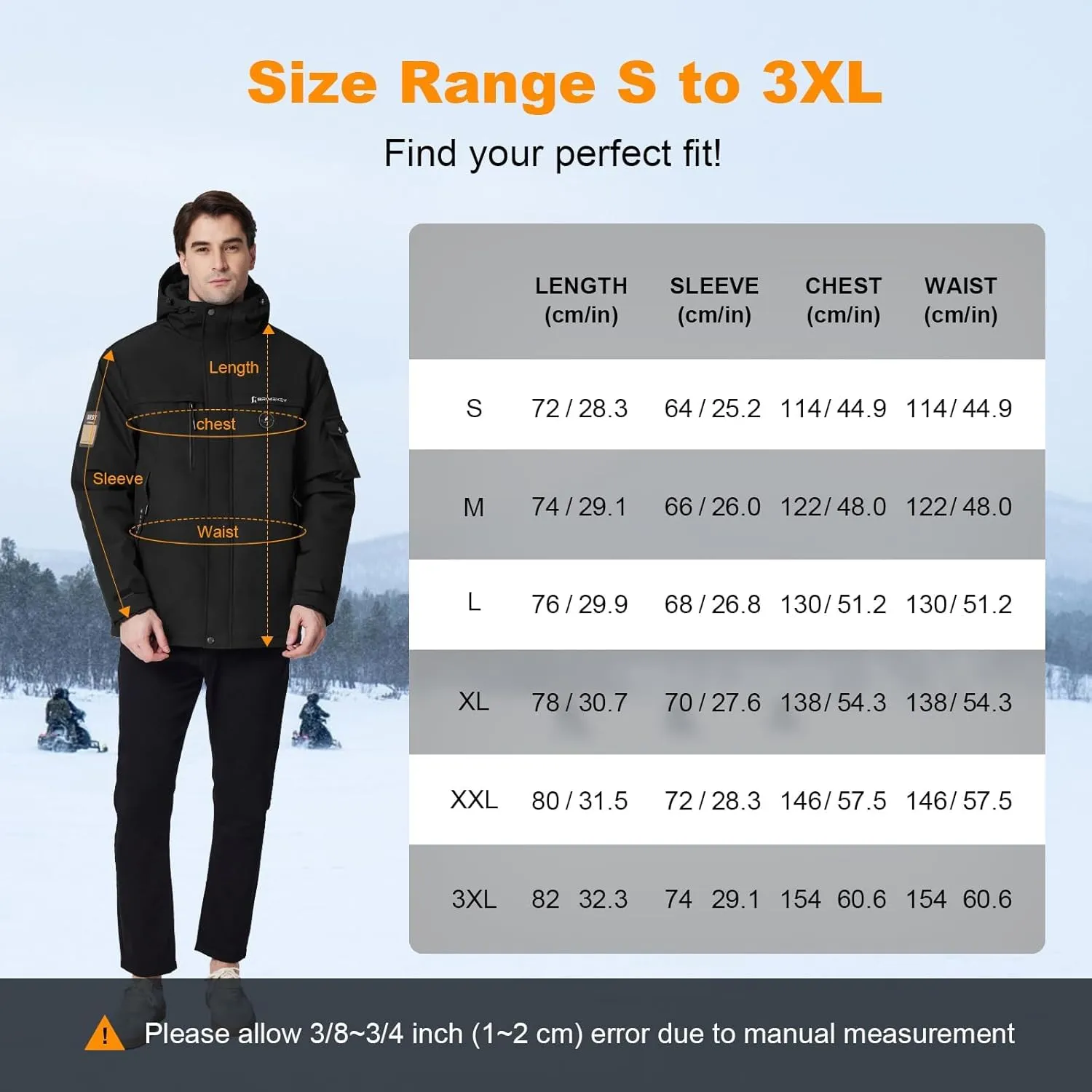 Heated Jacket for Men with Fleece Lining 12000mAh Battery Pack Windproof Waterproof Mens Heated Coat Skiing Hunting