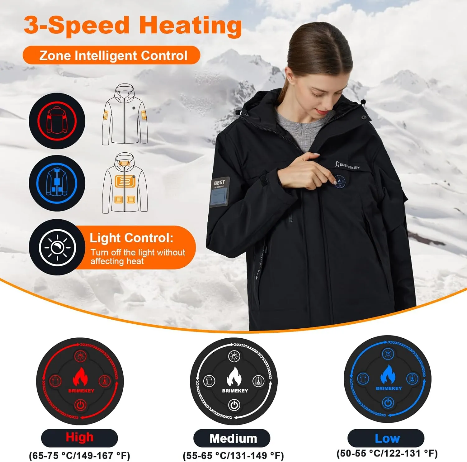 Heated Jacket for Women with Fleece Lining 12000mAh Battery Windproof Waterproof Women's Heated Coat Skiing Hunting